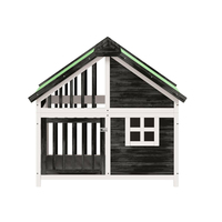 Kandang Anjing Luar Ruangan Mewah dari Kayu Fir Solid, Besar, Tahan Air, dengan Balkon, Vila Hewan Peliharaan Modern untuk Teras