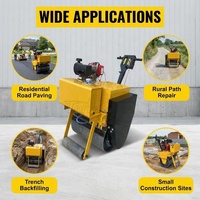 Compacteur à rouleau professionnel 600S à tambour unique, diesel, réservoir de carburant 15L, réservoir d'eau 3.6L, pour le compactage des sols de cour