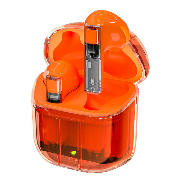 Top Sale New Arrival Tws 5.2 Square Case Earbuds Orange Blue Tooth Transparent Earbuds Wireless 2025