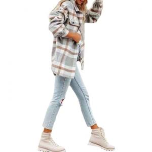 Veste en laine mélangée pour femmes, automne-hiver 2026, chemises à carreaux pour femmes - Product Image 6