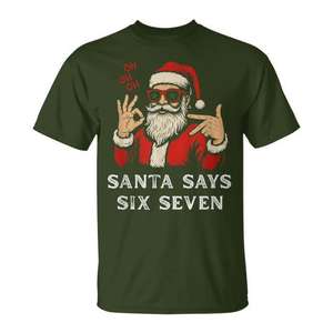 Camiseta navideña con diseño de meme de Santa Says Six Seven, talla 6-7 - Product Image 1