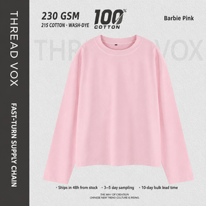 THREAD VOX OEM Custom Batik Washed Distressed Long Sleeve <strong>T</strong>-<strong>Shirt</strong>,230GSM Oversized Blank Tee for Print &amp; Embroidery - Product Image 6