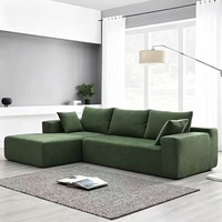 Maßgefertigtes Großhandels-3-Sitzer Konvertierbares Komprimiertes Sektional-Sofa-Set Schaumstoffgefüllt Stoffbezug Modern Grün mit Chaiselongue für Wohnzimmer