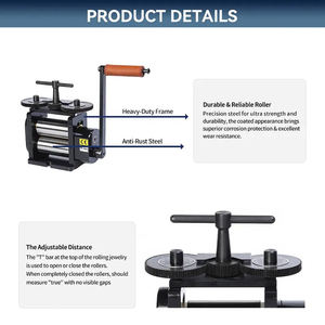 เครื่องรีดโลหะแบบมือหมุน รุ่น Tasanol ขนาด 130x65 มม. แบบเรียบเต็มแผ่น สำหรับทำเครื่องประดับ เครื่องรีดเหล็กแบบมือหมุน - Product Image 5