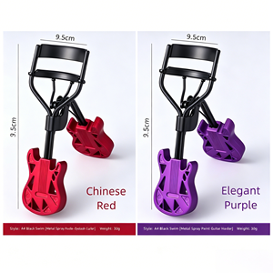 Recourbe-<span class=keywords><strong>cils</strong></span> en acier inoxydable avec poignée en forme de guitare, rouge/violet, outil de maquillage et accessoire pour faux <span class=keywords><strong>cils</strong></span>, 9,8x3,5cm, 30g - Product Image 5