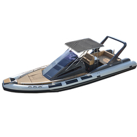 Prix d'usine chinois, bateau pneumatique semi-rigide de 32 pieds, coque en fibre de verre, pliable, Hypalon, bateau pneumatique de luxe