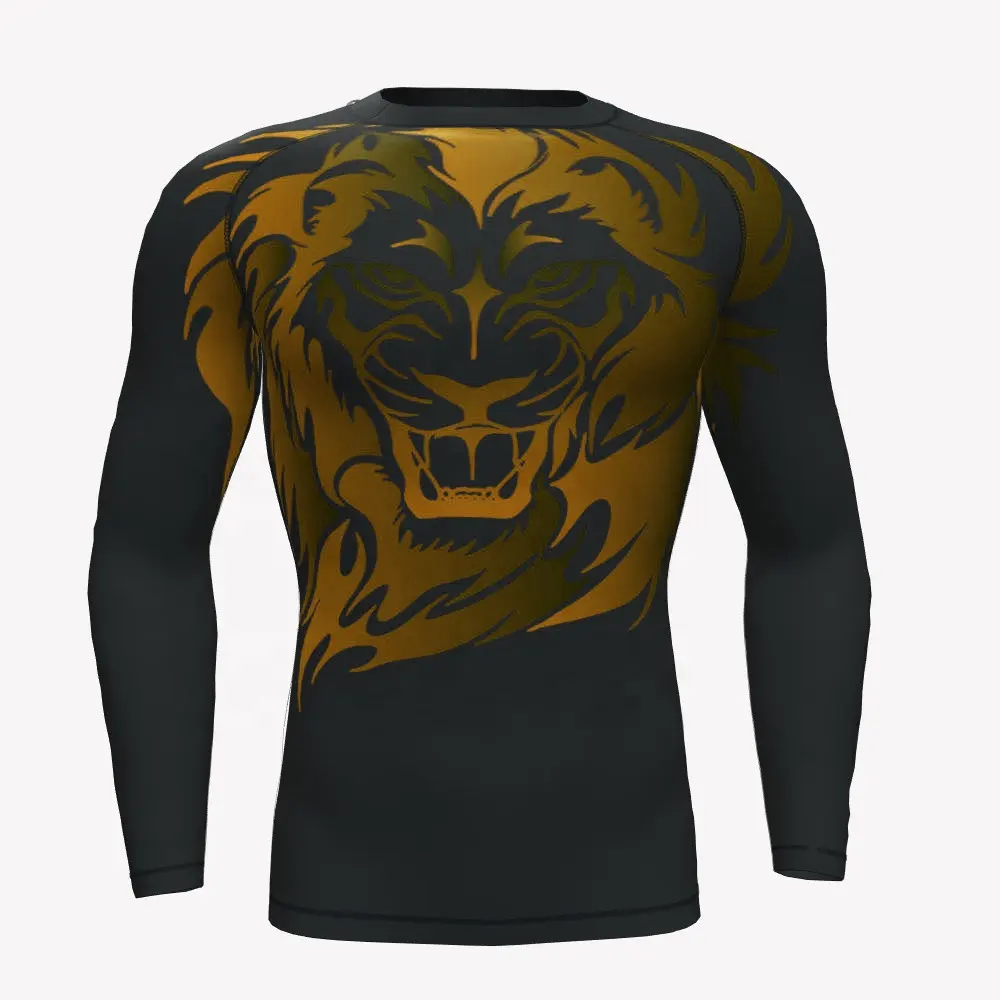 Custom Sublimation Printing Compression Shirt Long Sleeve MMA Rash Guard