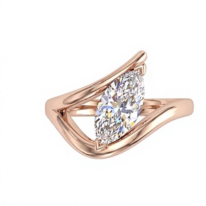 Bague de fiançailles classique en or plaqué 18K 14K avec diamant de laboratoire taille marquise, bijou raffiné pour femme, cadeau - Product Image 5