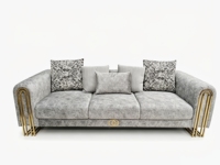 Canapé moderne de luxe 3 places + fauteuil individuel, ensemble de canapés rembourrés pour salon avec décor en acier doré, meubles haut de gamme pour hôtel