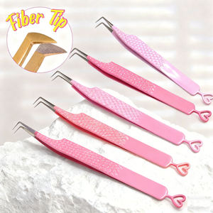 Kostenlose Individuelle Logogestaltung Spitze Gerade Faser Premium Edelstahl Professionelle Wimpernverlängerungs-Pinzette 45 90 Grad Antistatisch - Product Image 5