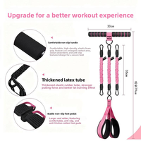 Entrenador de Resistencia Multifuncional con Pedal, Cuerda Elástica de 4 Tubos para Abdominales, Aparato para Tonificar Abdomen, Gimnasio en Casa, Fitness para Adultos
