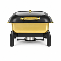 Plat de service isotherme de luxe en acier inoxydable noir et or, capacité 9L, pour buffet et traiteur