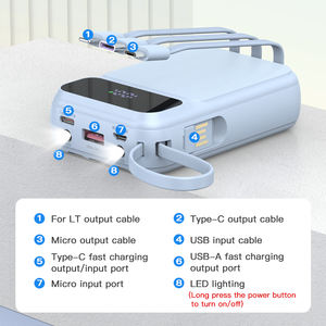พาวเวอร์แบงค์แบบถอดได้10000มิลลิแอมป์ต่อชั่วโมง WST สายชาร์จเร็ว20วัตต์มีจอแสดงผล LED แบบพกพาสำหรับชาร์จแบตสำรองโทรศัพท์ - Product Image 3