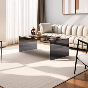 Tempered Glass Coffee <b>Table</b> Modern Minimalist Design Living Room Furniture <b>Small</b> Space Suitable Adult Use - Product Image 1