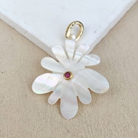 Bijoux fantaisie en pierres précieuses véritables, pendentifs en nacre sculptée en forme de fleur de coquillage blanc, sertis de zircon, collier DIY pour femmes