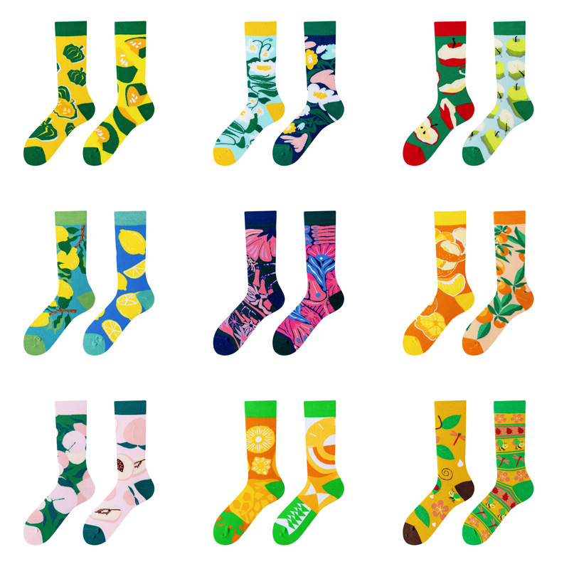 New Couple AB Custom Jacquard Socks Custom Design Combed Cotton Happy Socks Unisex