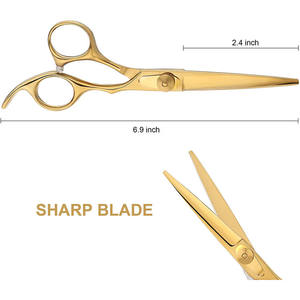 Tijeras de Peluquería Profesionales de 62 mm, Acero Inoxidable, Hoja Recta, Chapadas en Oro, Pulido Fino, para Uso Estético - Product Image 4