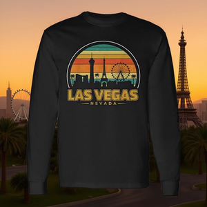 Camiseta de manga larga de Las Vegas Nevada con diseño vintage del horizonte de la ciudad - Product Image 3
