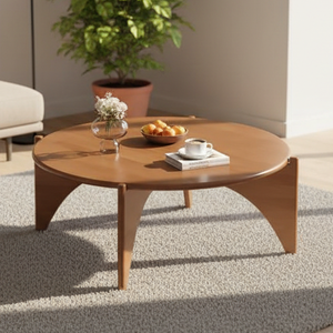 Table basse moderne en métal durable NKAHS avec plateau en bois, design mobile et écologique, gain de place pour le salon - Product Image 1