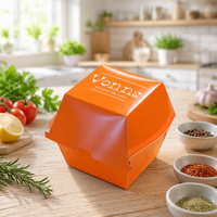 Boîte à hamburger en papier kraft avec couvercle à charnière et logo personnalisé pour la livraison de hamburgers