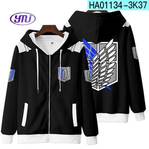 Grosir <span class=keywords><strong>Shingeki</strong></span> <span class=keywords><strong>No</strong></span> <span class=keywords><strong>Kyojin</strong></span> <span class=keywords><strong>Cosplay</strong></span> untuk pria wanita anak-anak Hoodie ritsleting Anime cetak hitam - Product Image 5