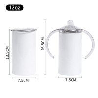 Gobelet isotherme en acier inoxydable de 12 oz pour enfants, vierge pour sublimation, avec double couvercle et couvercle à paille étanche, réutilisable, vente en gros
