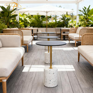 Mesas de Café Modernas con Tapa de Metal y Base de Piedra, Mesa de Té Redonda Pequeña con Esquinas Redondeadas, Mesa Auxiliar para Dormitorio o Sala de Estar - Product Image 6