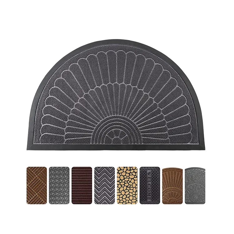 Classic Half Circle PVC Door Mat Standard Match Non-Skid Rubber Doormat at entrance mat