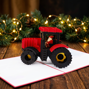 Carte pop-up 3D personnalisée Tracteur, découpe de papier artisanale pour l'agriculture, souvenir Fête des Pères - Marque Viet-craft Impression offset - Product Image 4