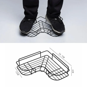 淋浴球童转角搁架不干胶无钻孔储物浴室黑白篮搁板 - Product Image 2