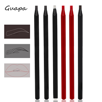 Crayon de Maquillage Permanent Imperméable Rouge pour Microblading, Crayon de Cartographie des Sourcils à Pointe Dure, Crayon Tatouage pour Sourcils et Lèvres à Effet Peel-Off