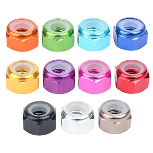 Écrous hexagonaux en aluminium 6061 <span class=keywords><strong>M2</strong></span> M3 M4 M5 M6 M8 avec insert en nylon, écrous autobloquants antidérapants, anodisés, colorés, attaches - Product Image 2