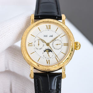 Reloj de Pulsera Elegante de Estilo Retro para Hombre y Mujer, Grado 5A, con Calendario Completo, Patrón Metálico Circular, Diseño Artístico y Moderno - Product Image 1