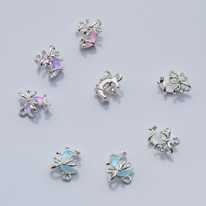 Pendentif demi-lune rétro en alliage plaqué pour la fabrication de boucles d'oreilles, composants de bijoux, bleu, rose, violet, blanc - Product Image 4