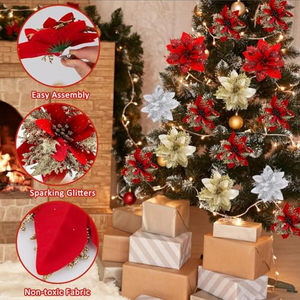 Fleurs artificielles multicolores pour l'intérieur et l'extérieur, décorations florales pour arbre de Noël, fleurs décoratives de Noël - Product Image 3