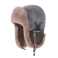 Gorro de Invierno Térmico QJ OEM Personalizado, Gorro de Piel Retro para Hombre, Gorro de Piloto con Orejeras Forradas de Felpa, Gorro de Motociclista