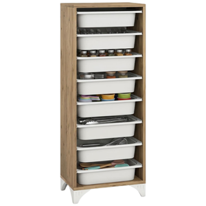 Meubles de rangement avec 8 paniers amovibles coulissants |   <span class=keywords><strong>Tour</strong></span> de rangement verticale moderne et contemporaine, coffre en bois - Product Image 1