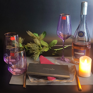 Elegante Copa de Vino con Tallo Morado Crystal Coast, Borde Dorado, Diseño Clásico Ecológico para Beber Vino a Diario, Especial - Product Image 5