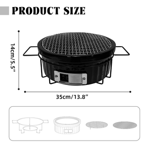 Barbecue au <span class=keywords><strong>charbon</strong></span> de bois en céramique Kamado 13 pouces, moderne et portable avec chariot, pour la cuisine en plein air et au jardin - Product Image 2