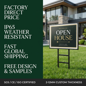 Customized Real Estate Billboard Corrugated Plastic Sale Signs <b>Open</b> House <b>Sign</b> H Metal Stake LED IP65 Weather Resistant - Product Image 1