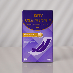 Bandelettes blanchissantes antidérapantes Pap+ V34 sans peroxyde, blanchiment rapide, bandelettes blanchissantes violettes pour dents sensibles - Product Image 5