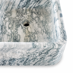 Poulars - Lavabo de Pedestal de Piedra Natural de Lujo para Montar en la Pared, Lavabo de Mármol Arabescato Corchia - Product Image 4