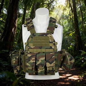 سترة تكتيكية للتدريب الخارجي قابلة للتعديل، سترة حاملة للوحات التكتيكية بنمط التمويه الغابي للصيد - Product Image 3