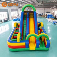 Ceyu Toboggan Gonflable Commercial Combiné Parcours d'Obstacles, Château Gonflable pour Enfants, Location pour Fêtes, en PVC Durable, Aire de Jeux Extérieure