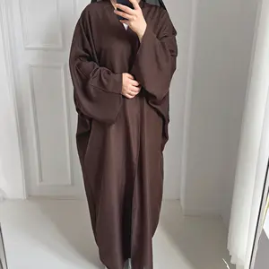 Individuelles Leinen Abaya solide Farbe schlicht Abaya Türkei muslimische Frauen Abaya Dubai Kleider EID islamische Kleidung