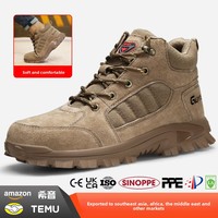Chaussures de sécurité respirantes à tige haute avec embout en acier, résistantes à l'usure, protection de la cheville, confortables et sûres pour le travail