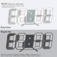Despertador Digital grande recargable por USB, reloj de pared LED 3D con alarma de repetición