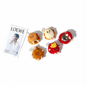 Monedero de felpa de la serie Hamburg de 6 pulgadas con cadena de espejo y llavero para mujeres, niños, unisex, mini billetera portátil - Product Image 4