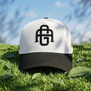 Gorra de béisbol vintage de sarga de algodón con imagen, de dos tonos, con panel rígido, bordado grueso de monograma 3D y parche lateral tejido curvo - Product Image 1