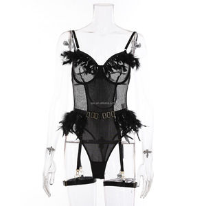 SacKnove W640, mono transparente único <span class=keywords><strong>para</strong></span> adultos, decoraciones peludas, disfraz <span class=keywords><strong>de</strong></span> Stripper, conjunto <span class=keywords><strong>de</strong></span> liga, lencería Sexy transparente <span class=keywords><strong>para</strong></span> mujer - Product Image 6